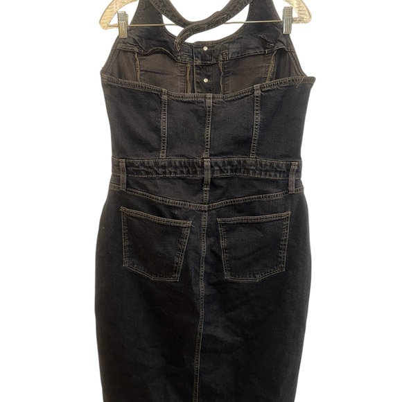 Universal Thread Denim Halter Midi Dress Dark Wash Western Coastal Cowgirl SZ 12 - Picture 5 of 15